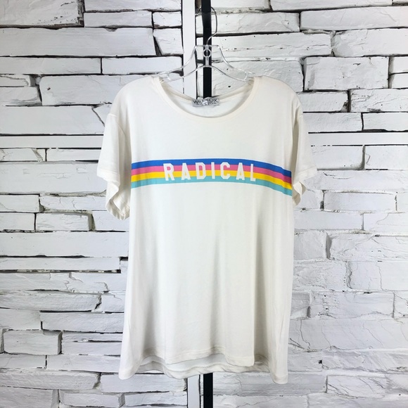 Wildfox Rainbow Stripe Radical T-Shirt 446 - Picture 3 of 8